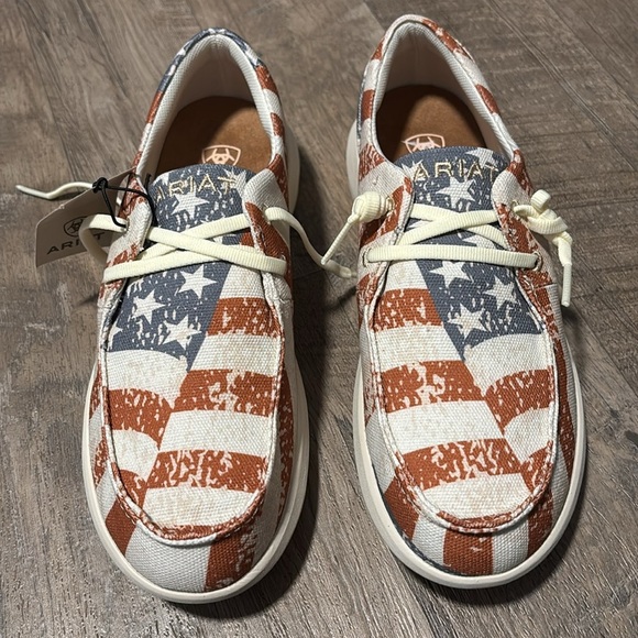 Ariat Hilo Distressed American Flag mock toe slip on loafer, FLX Foam cushion - Picture 2 of 10